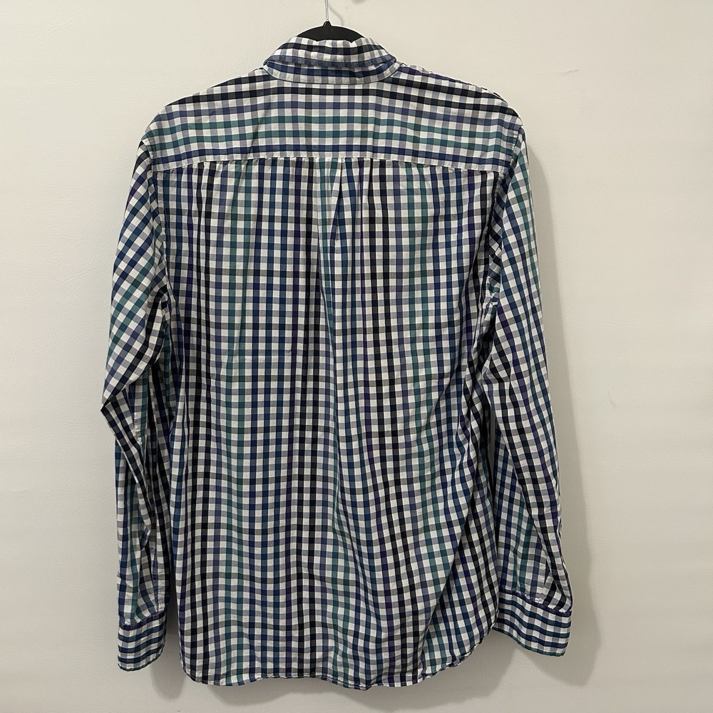 J. Press Men's Large Green Blue Plaid Shirt Career Casual Long Sleeve Button - Picture 11 of 11